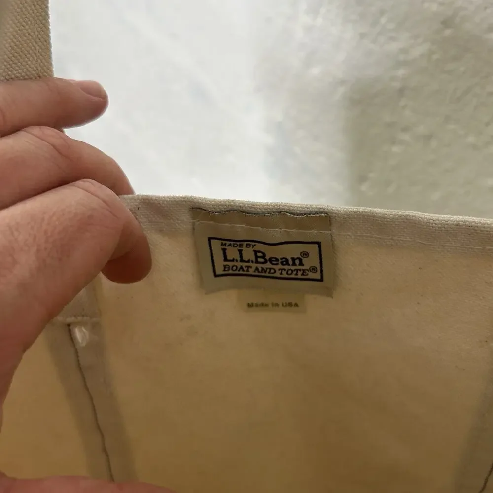 Vintage L.L. Bean Canvas Boat & Tote Bag Large “Green White”